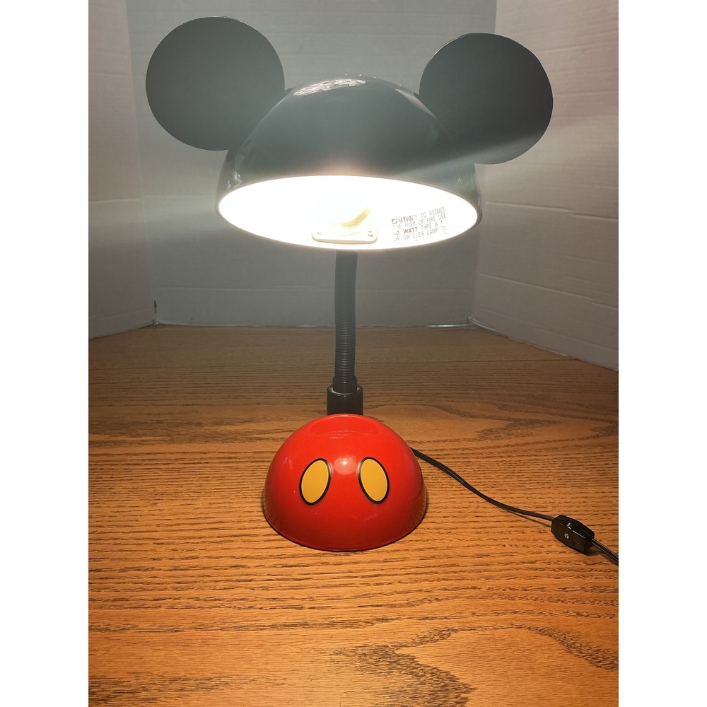 Disney Mickey Mouse Gooseneck Desk Lamp Black Red Yellow Ears Storage Base